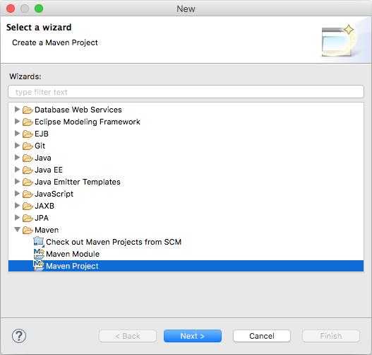 Image showing how to create an adapter Maven project in Eclipse