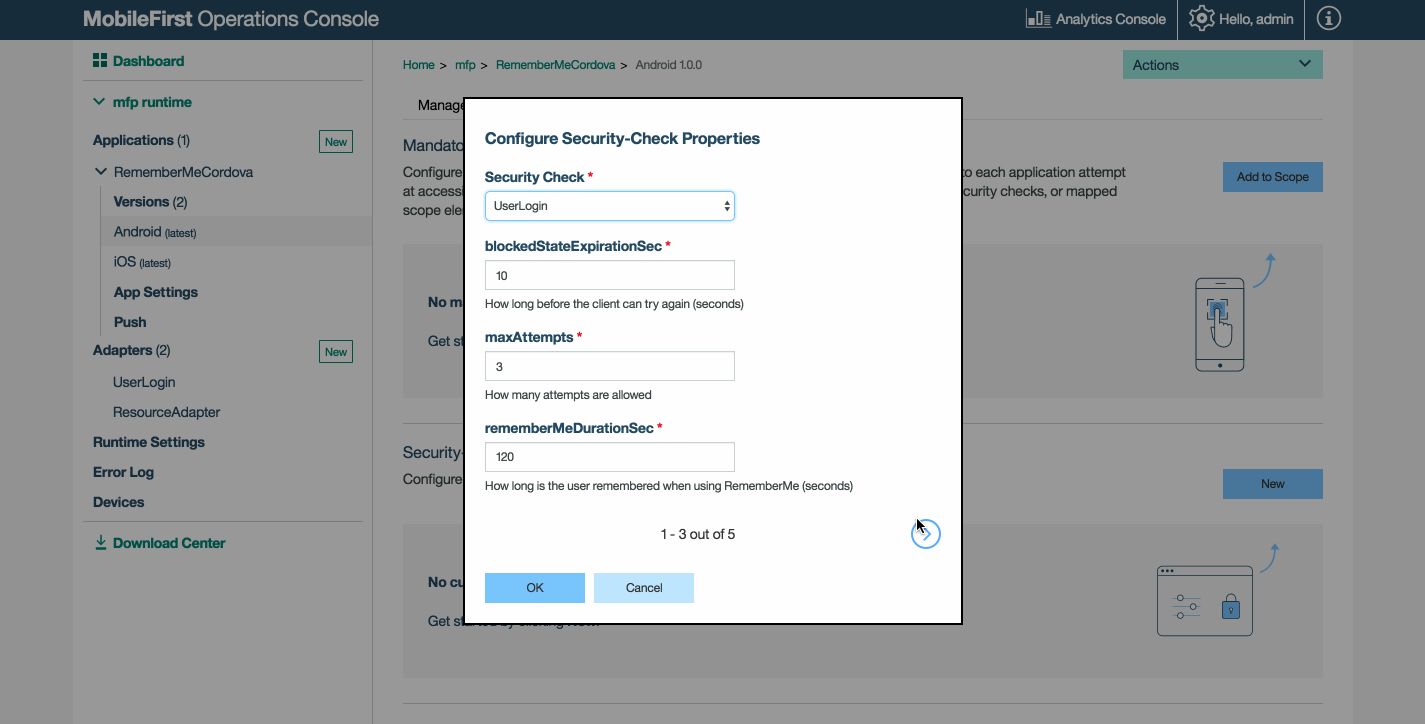 Configuring security check properties
