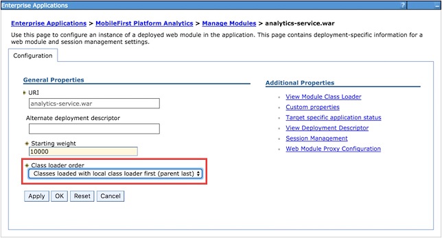 Analytics module in WebSphere
