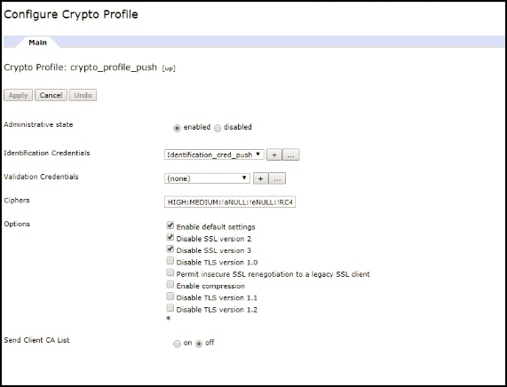 Configurar el perfil Crypto