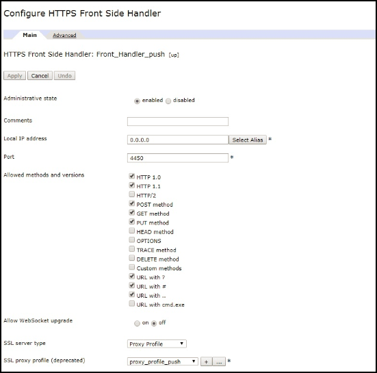 Configurar el controlador de Frontside de HTTPS