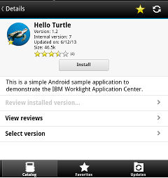 Vue détaillée d'une version d'application sur votre appareil Android