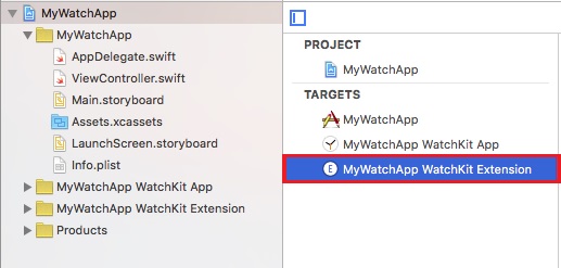 Xcode での WatchOS プロジェクト