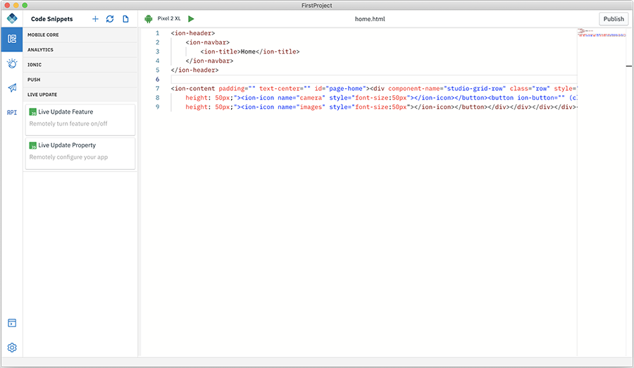 코드 모드에서 라이브 업데이트 추가 - 방법 2